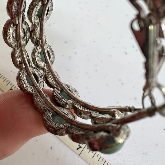 Faux Turquoise Hoop Earrings Silver Tone Pierced Circle Western Southwest Cowboy - Picture 7 of 8